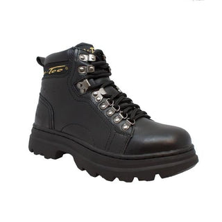 Women's 6" Steel Toe Work Boot Black Leather Boots-Womens Leather Boots-Inland Leather Co-6-BLACK-M-Inland Leather Co