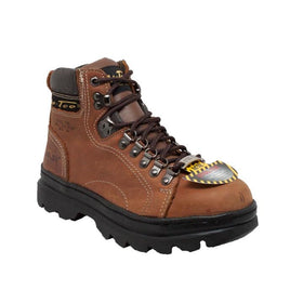 Women's 6" Steel Toe Work Boot Brown Leather Boots-Womens Leather Boots-Inland Leather Co-6-BROWN-M-Inland Leather Co