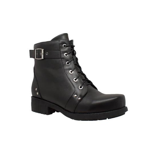 Women's 7" Biker Boot Black Leather Boots-Womens Leather Boots-Inland Leather Co-6-Black-M-Inland Leather Co