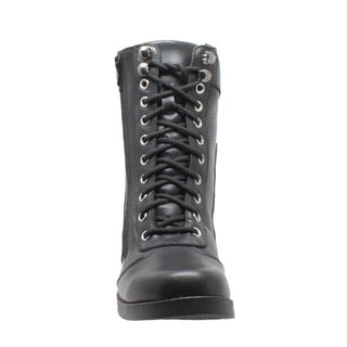 Women's 8" Zipper Biker Boot Black Leather Boots-Womens Leather Boots-Inland Leather Co-Inland Leather Co
