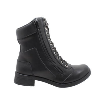 Women's 8" Zipper Biker Boot Black Leather Boots-Womens Leather Boots-Inland Leather Co-Inland Leather Co