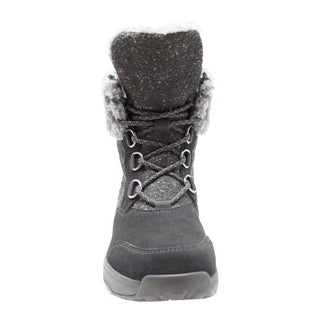 Women's Black Microfleece Lace Winter Leather Boots-Womens Leather Boots-Inland Leather Co-Inland Leather Co