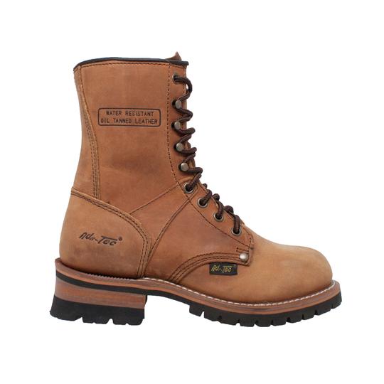 Women's Brown 9" Logger Leather Boots-Womens Leather Boots-Inland Leather Co-Inland Leather Co