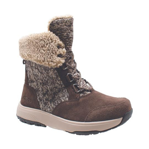 Women's Brown Microfleece Lace Winter Leather Boots-Womens Leather Boots-Inland Leather Co-5-Brown-M-Inland Leather Co