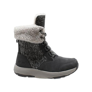 Women's Grey Microfleece Lace Winter Leather Boots-Womens Leather Boots-Inland Leather Co-Inland Leather Co