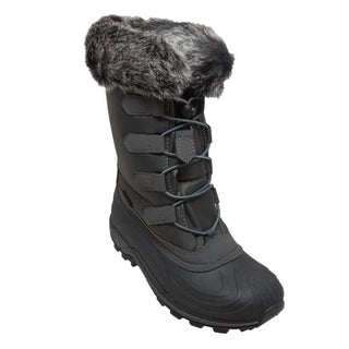 Women's Nylon Winter Grey Leather Boots-Womens Leather Boots-Inland Leather Co-6-Grey-M-Inland Leather Co