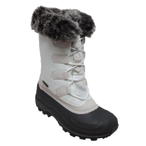 Women's Nylon Winter White Leather Boots-Womens Leather Boots-Inland Leather Co-6-White-M-Inland Leather Co