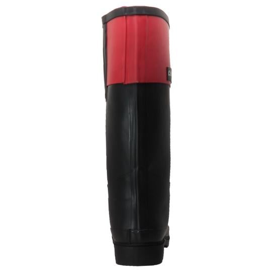 Women's Rubber Rider Boot With Red Cuff Black Leather Boots-Womens Leather Boots-Inland Leather Co-Inland Leather Co