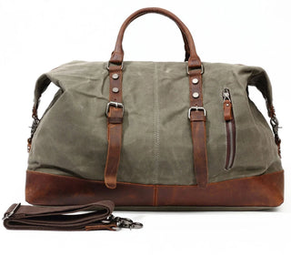 Duffel Bag Wax Canvas Holdall Vintage Luggage Bag Canvas Leather Overnight Bag