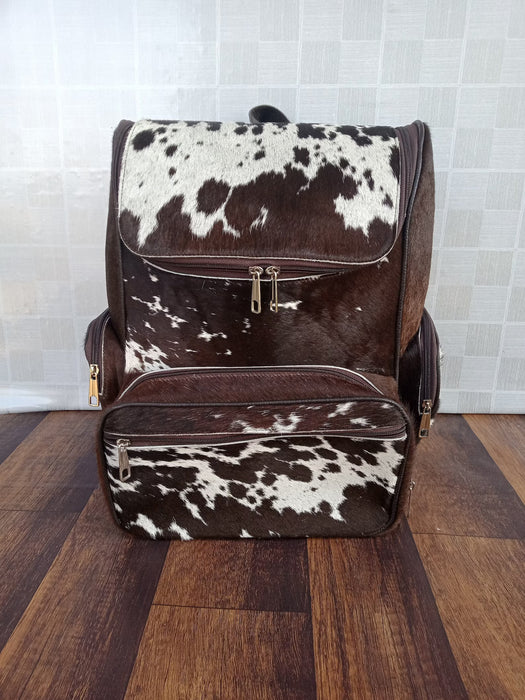 Cowhide Backpack Hair On | Exotic Tricolor Brown, Black-Inland Leather Co