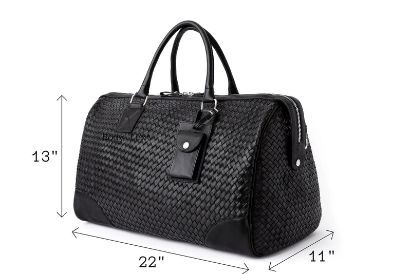Leather Duffel Bag, Handwoven Luxury Travel Bag, Personalized Woven Leather Overnight Weekender-Inland Leather Co